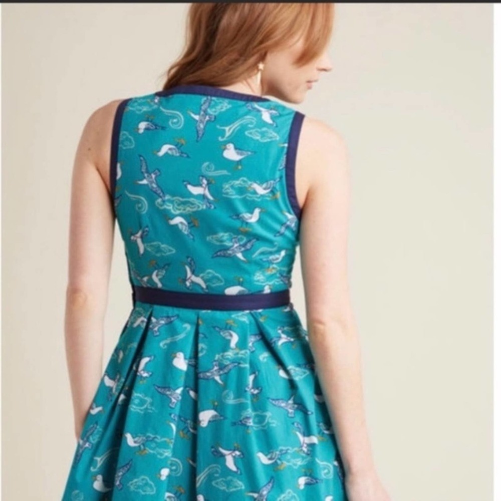 Modcloth Seagulls Fit and Flare Dress NEW - Picture 5 of 8